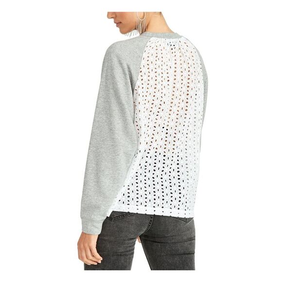 RACHEL ROY Womens Eyelet Long Sleeve Jewel Neck Top - Picture 2 of 2